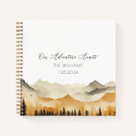 Cuaderno Invitado Boda de acuarela de la Montaña Boho Neutr