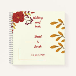 Cuaderno Invitado Boda personalizado de floral crema
