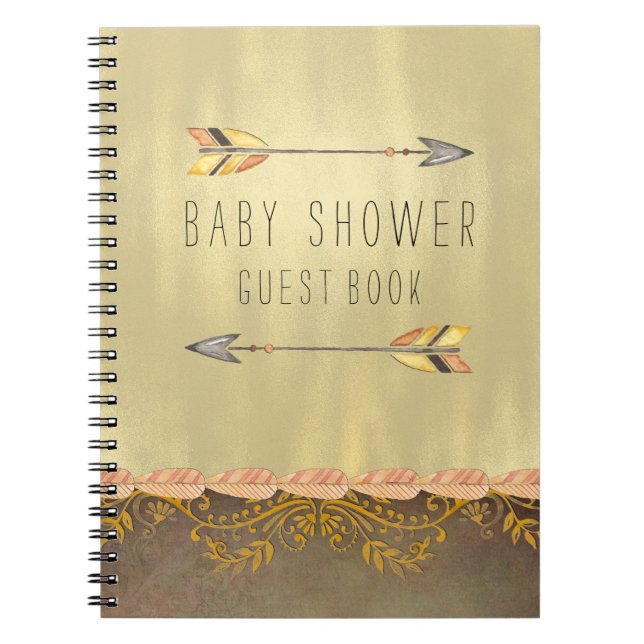 Cuaderno Invitado de Baby Shower con flecha tribal (Frente)