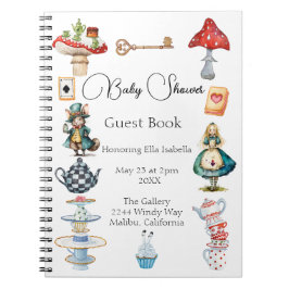 Cuaderno Invitado de Baby Shower con temas de Alice Tea Fie