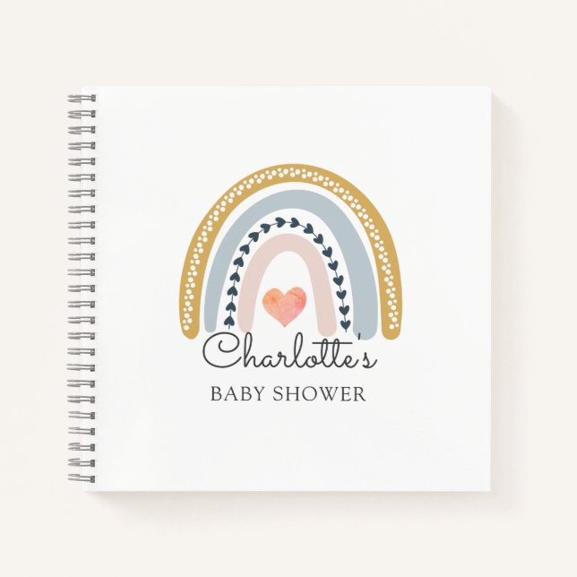 Cuaderno Invitado de Baby Shower de Boho Watercolor Arcoiri (Anverso)