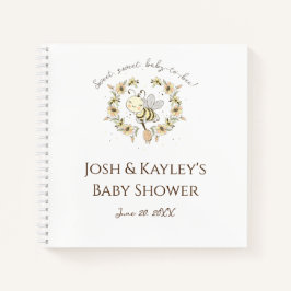 Cuaderno Invitado de Baby Shower de Whimsical Bee Wreath
