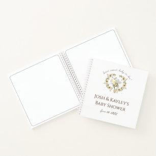 Cuaderno Invitado de Baby Shower de Whimsical Bee Wreath