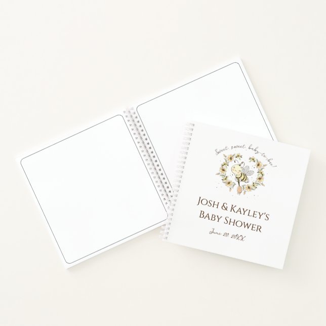 Cuaderno Invitado de Baby Shower de Whimsical Bee Wreath (Interior)