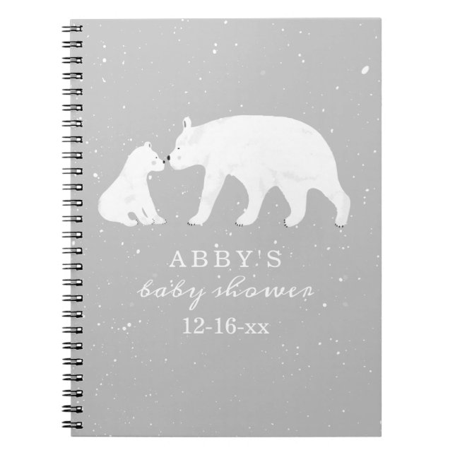 Cuaderno Invitado de Baby Shower Mamá Neutral con Nieve de  (Frente)