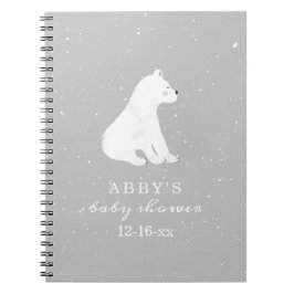 Cuaderno Invitado de Baby Shower Neutral con Nieve para Oso