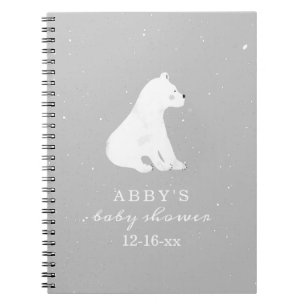 Cuaderno Invitado de Baby Shower Neutral con Nieve para Oso
