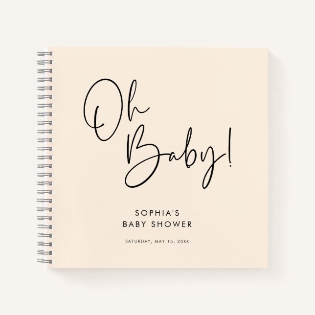 Cuaderno Invitado de Baby Shower neutral de género moderno  (Anverso)