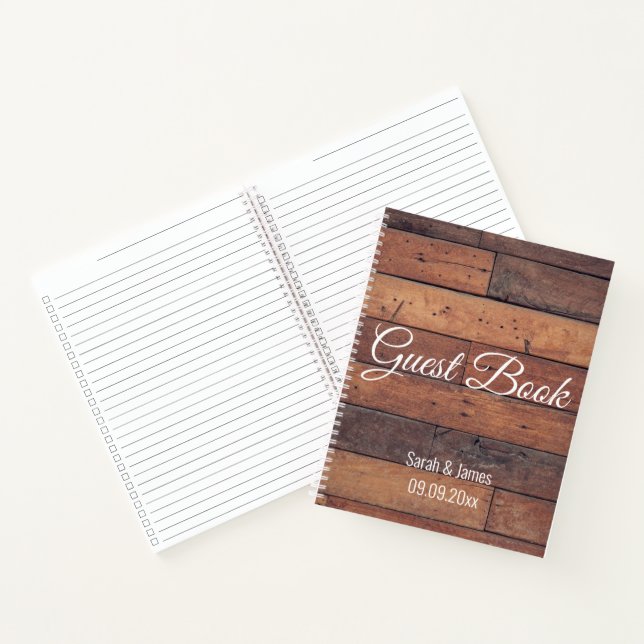 Cuaderno Invitado de Boda de Campo con Patrón Rústico para  (Interior)