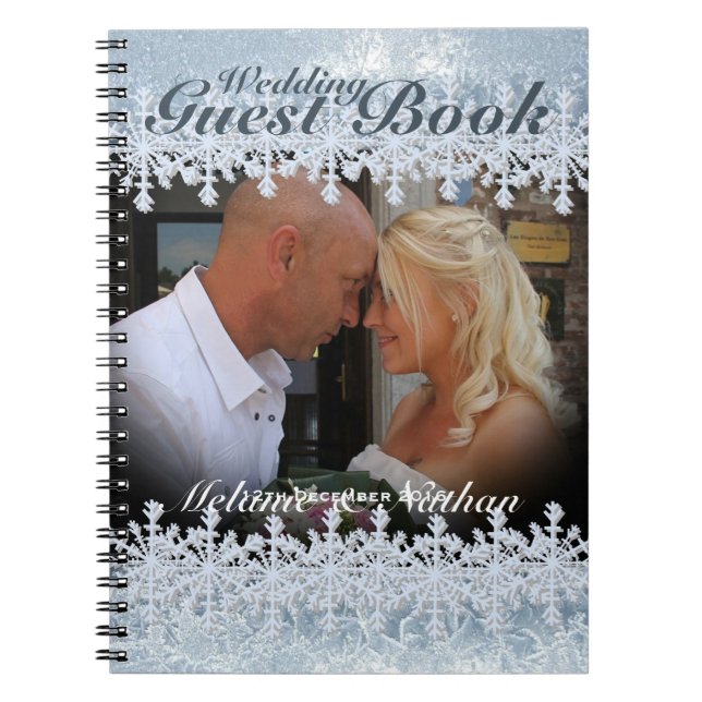 Cuaderno Invitado de boda de foto personalizada de invierno (Frente)