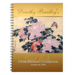 Cuaderno Invitado de Butterfly Peonies en la celebración d