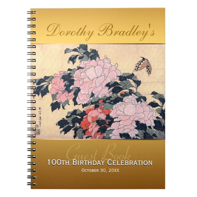Cuaderno Invitado de Butterfly Peonies por la celebración d (Frente)