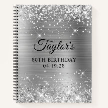 Invitado de cumpleaños 80 Glittery Silver Foil