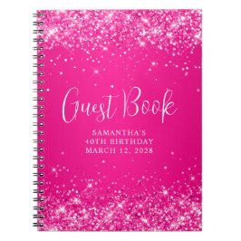 Cuaderno Invitado de cumpleaños número 40 con brillo rosa c