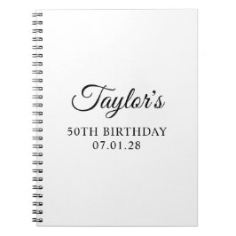Cuaderno Invitado de cumpleaños número 50 con Elegant Scrip