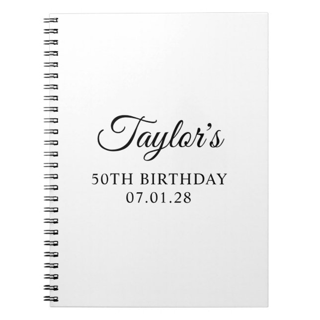 Cuaderno Invitado de cumpleaños número 50 con Elegant Scrip (Frente)