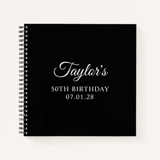 Cuaderno Invitado de cumpleaños número 50 con elegante letr (Anverso)