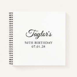 Cuaderno Invitado de cumpleaños número 50 con letra elegant