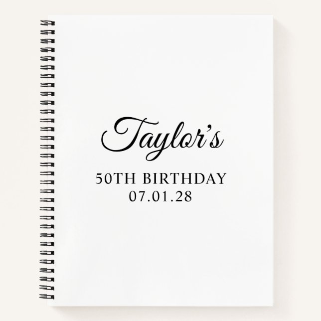 Cuaderno Invitado de cumpleaños número 50 elegante (Anverso)