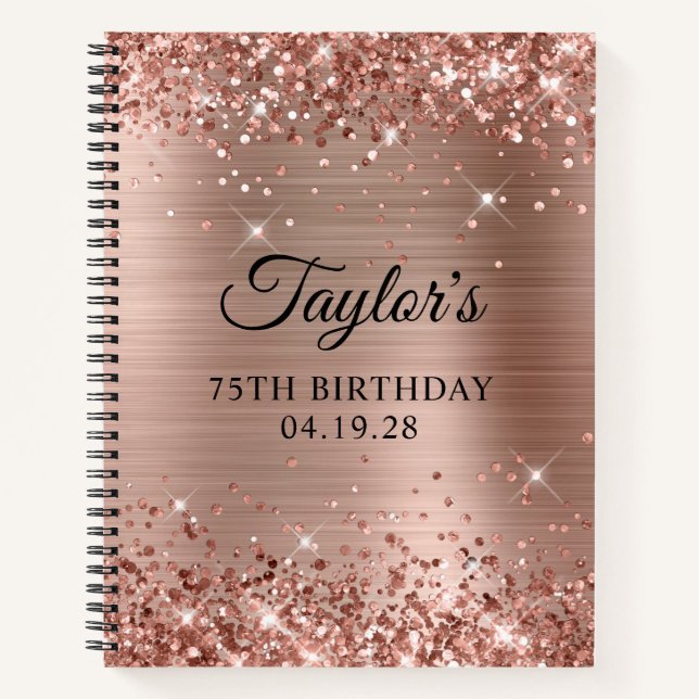 Cuaderno Invitado de cumpleaños número 75 con papel de alum (Anverso)