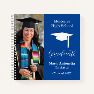 Cuaderno Invitado de graduado del autógrafo azul de la Mari