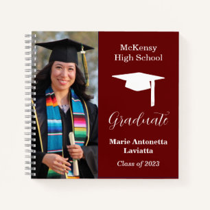 Cuaderno Invitado de graduado del autógrafo Casual Red Wine