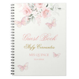 Cuaderno Invitado de la mariposa rosa Quinceañera