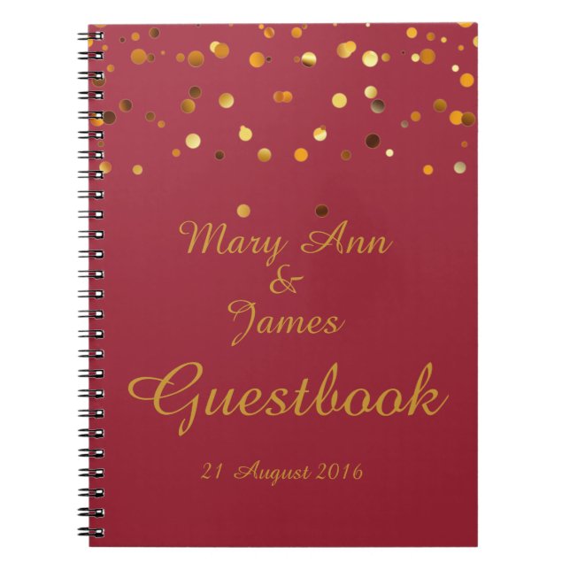 Cuaderno Invitado de Maroon Relieve metalizado Faux Purpuri (Frente)