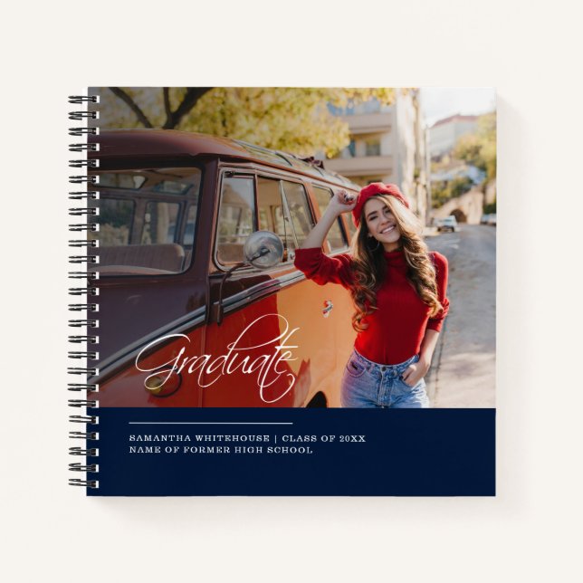 Cuaderno Invitado de Modern Script Photo Graduation 2025 (Anverso)