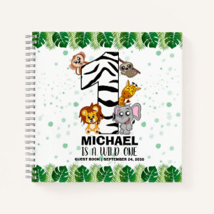 Cuaderno Invitado de primer cumpleaños de la Selva Safari O