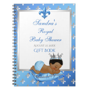 Cuaderno Invitado de regalo de almohada azul y plata Prince