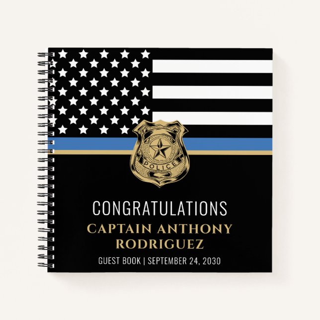 Cuaderno Invitado de retiro de la policía con bandera azul  (Anverso)