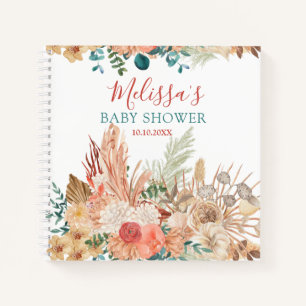 Cuaderno Invitado de Rustic Boho Floral en Baby Shower