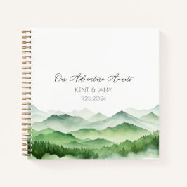 Cuaderno Invitado de Sage Green Mountain Watercolor Boda