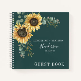 Cuaderno Invitado del Boda Floral Sunflower Eucalyptus