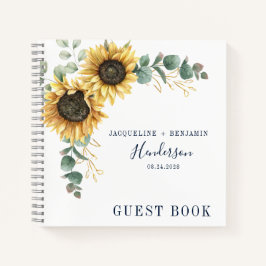 Cuaderno Invitado del Boda Floral Sunflower Eucalyptus