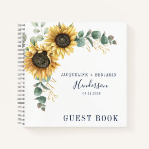 Cuaderno Invitado del Boda Floral Sunflower Eucalyptus