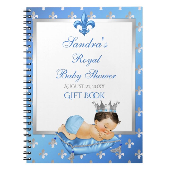 Cuaderno Invitado del regalo de almohada azul y plata del b (Frente)
