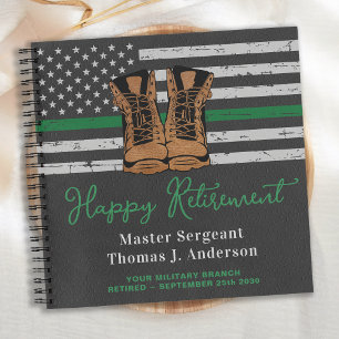 Cuaderno Invitado delgado de la línea verde de cuero de ret