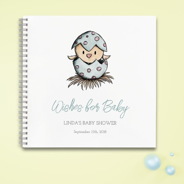 Cuaderno Invitado en Baby Shower a Bebé Watercolor Bird (Subido por el creador)