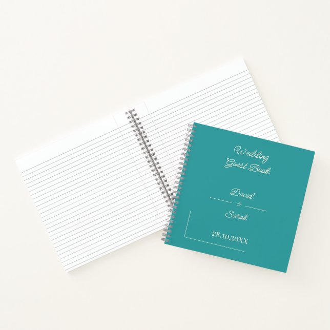 Cuaderno Invitado simple Verde azulado de casamiento person (Interior)