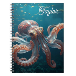 Cuaderno Iridescent Glass Octopus Art | Personalized