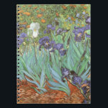 Cuaderno Irises de Vincent van Gogh<br><div class="desc">Irises (1889) de Van Gogh es una pintura vintage post impresionsionismo de arte fino de naturaleza floral. Un grupo de iris morados con barba y una sola flor blanca de iris que crece en un jardín. Fue una de sus primeras pinturas cuando estuvo en el asilo en Saint-Remy-de-Provence. En 1987...</div>