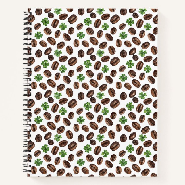 Cuaderno Irish Coffee Beans and Shamrocks Funny Design (Anverso)