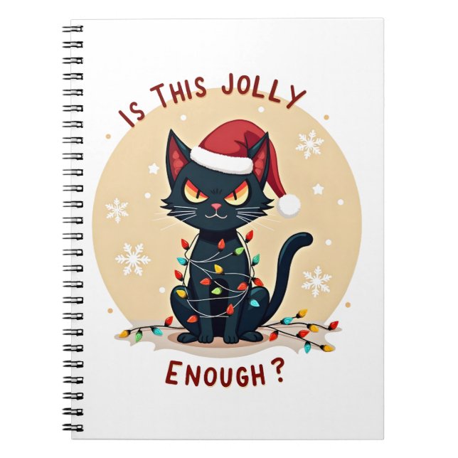 Cuaderno Is This Jolly Enough Funny Black Cat Christmas Tre (Frente)