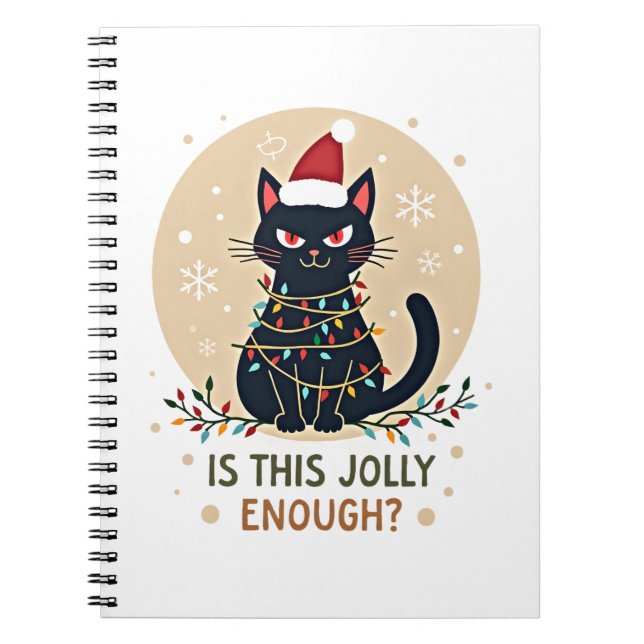 Cuaderno Is This Jolly Enough Funny Black Cat Christmas Tre (Frente)