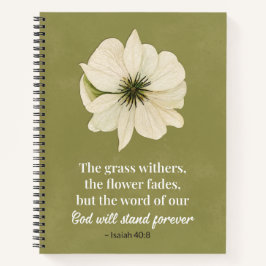Cuaderno Isaiah 40:8 Biblia floral contra periódico cristia