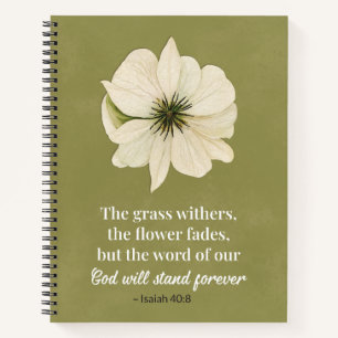 Cuaderno Isaiah 40:8 Biblia floral contra periódico cristia