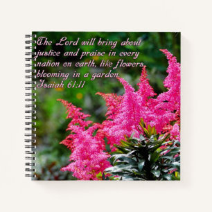 Cuaderno Isaiah 61:11 Inspirador floral rosado