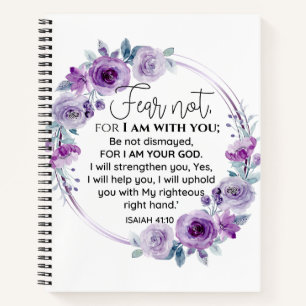 Cuaderno Isaías 41:10 Temor no a la Escritura Floral Púrpur